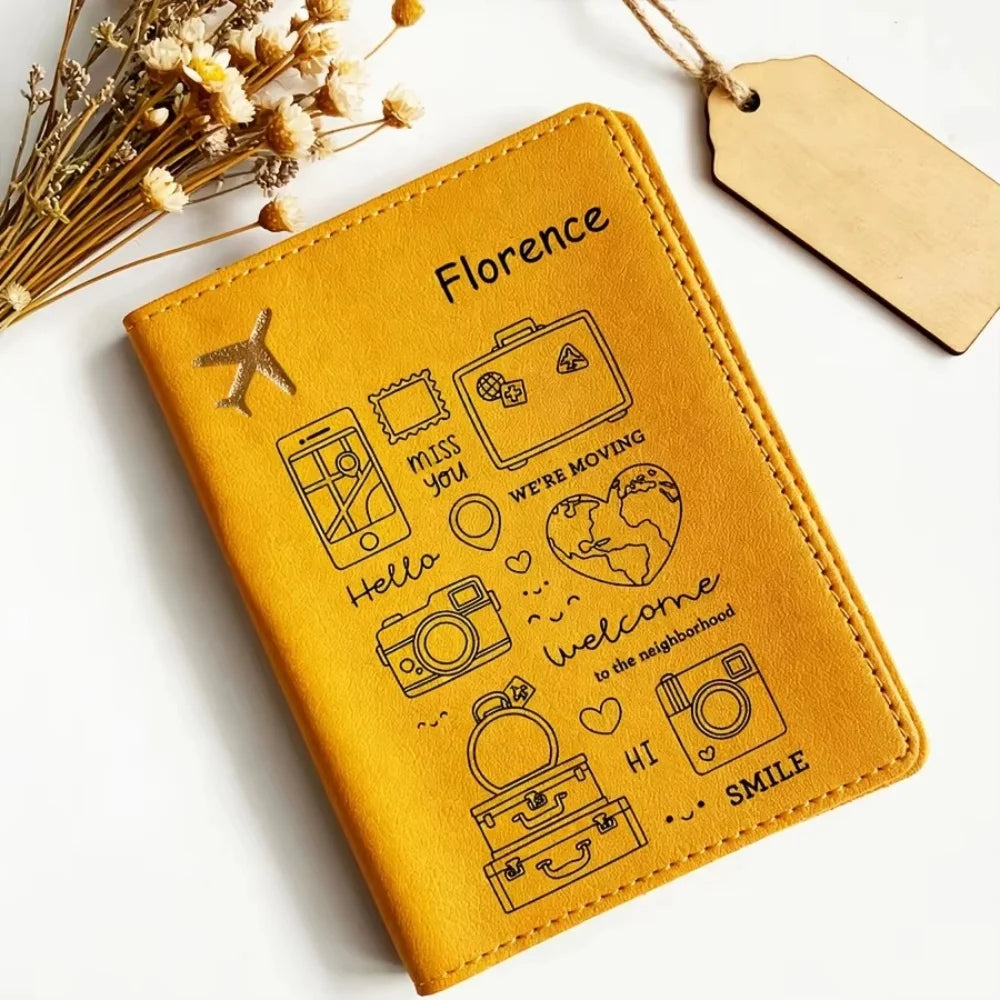 Customized Name Open Style Cartoon Passport Holder, Multi-Color Travel Storage Case for Passport & Visa, Practical Travel Gift