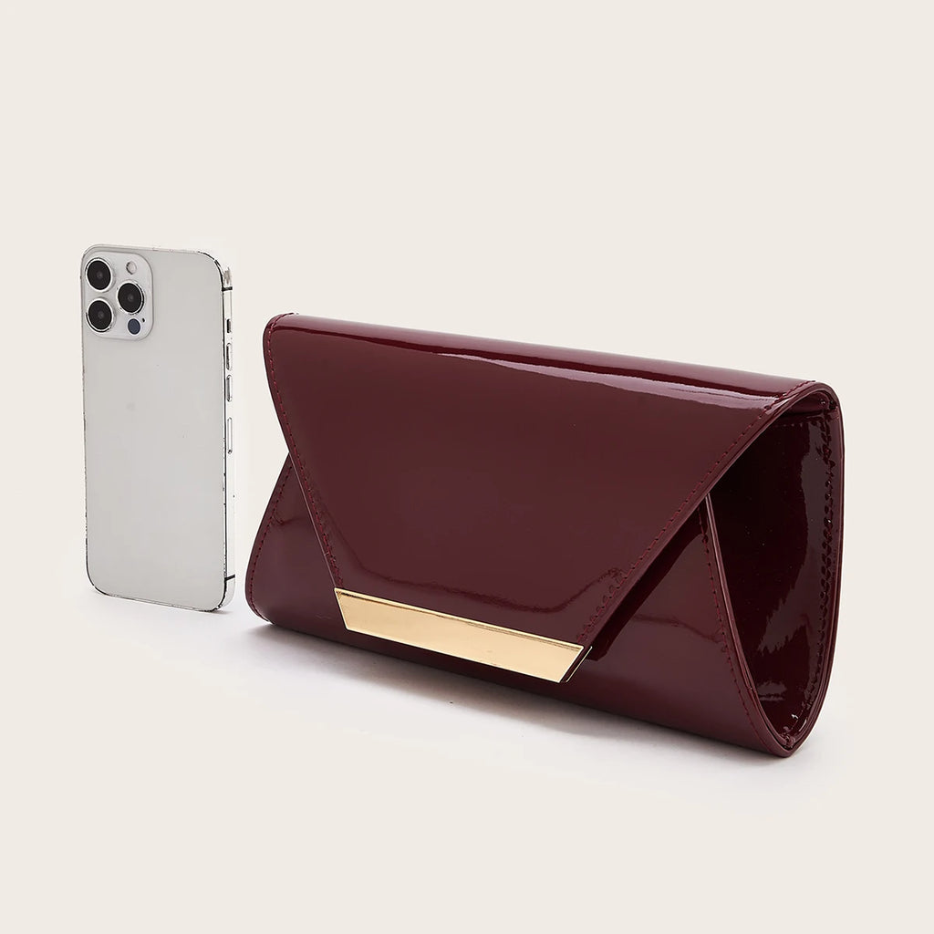 Women's Evening Bag, Solid Color Pu Synthetic Leather Evening Clutch, Portable Makeup Bag, Crossbody Bag, Wallet, Envelope Bag, with Detachable Metal Chain, Suitable for Prom, Wedding Season, Parties, Holiday Gatherings, Carn