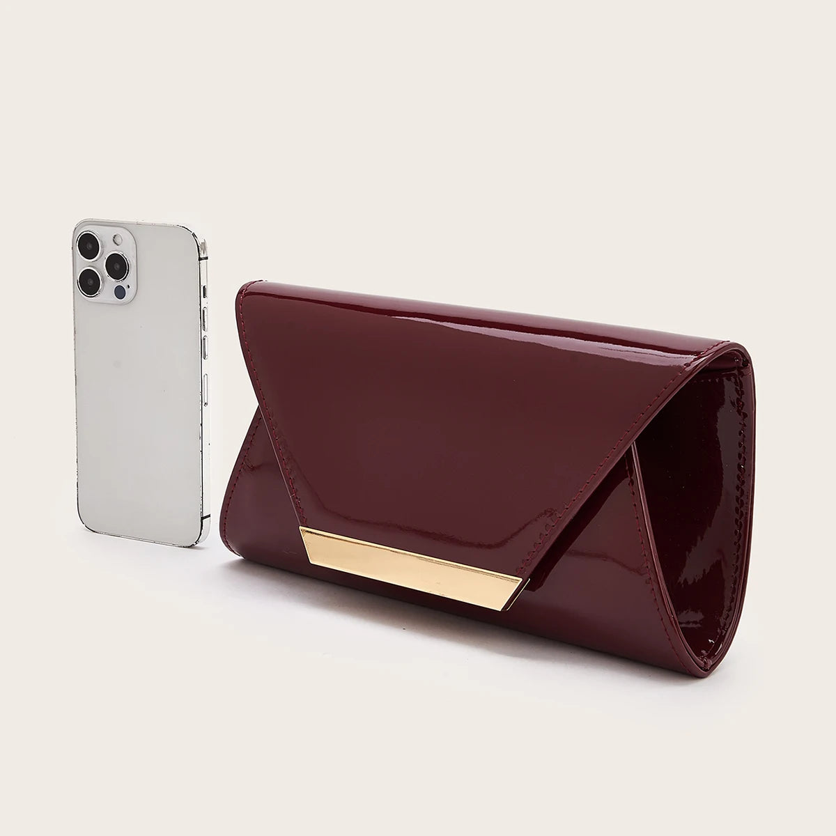 Women's Evening Bag, Solid Color Pu Synthetic Leather Evening Clutch, Portable Makeup Bag, Crossbody Bag, Wallet, Envelope Bag, with Detachable Metal Chain, Suitable for Prom, Wedding Season, Parties, Holiday Gatherings, Carn