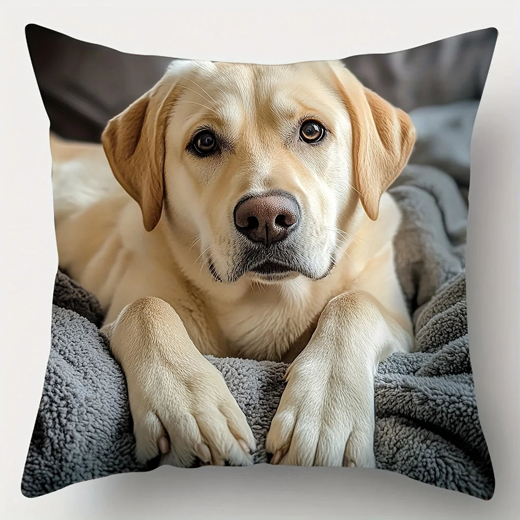 4-piece printed pillowcase set, Labrador theme pattern, relaxed vibe, perfect for dog lovers as home decor. Insert not included