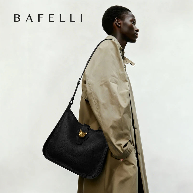BAFELLI 2026 New Women's Natural Cattle Leather Bucket Bag - Versatile & Chic Shoulder & Crossbody