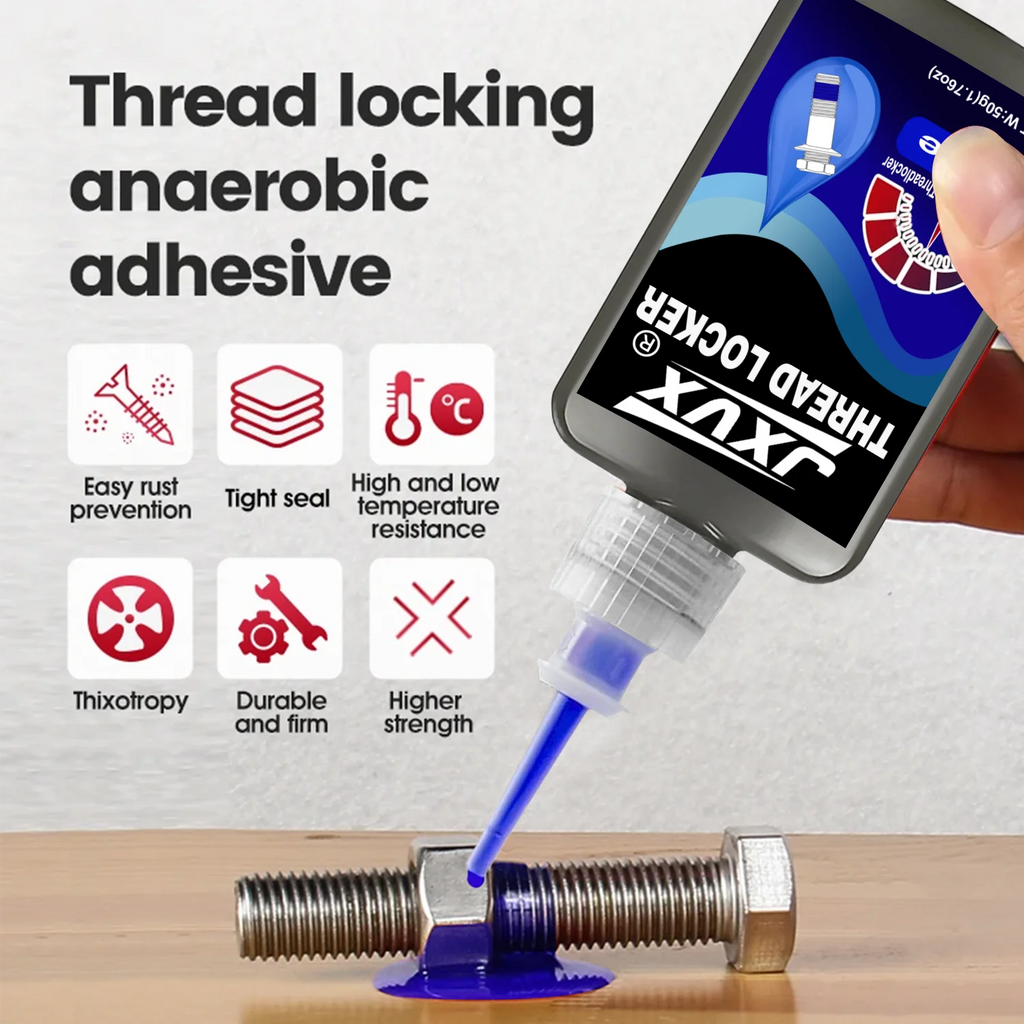 Blue/Red Medium to High Strength Threadlocker Quick-Drying Screw Locking Agent 50ml Anaerobic 243/271 Thread Locking Liquid Strong Anti-Slip Thread Fixing Adhesive Impact-Resistant, Anti-Loosening,  Rust-Proof.
