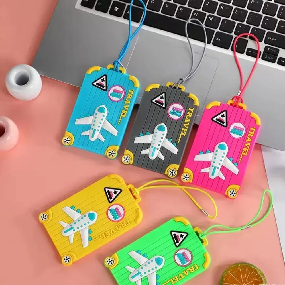 New PVC Luggage Tags Travel Accessories Silicone Suitcase Tags Fashion Style Silicon Portable Travel Label ID Address Holder