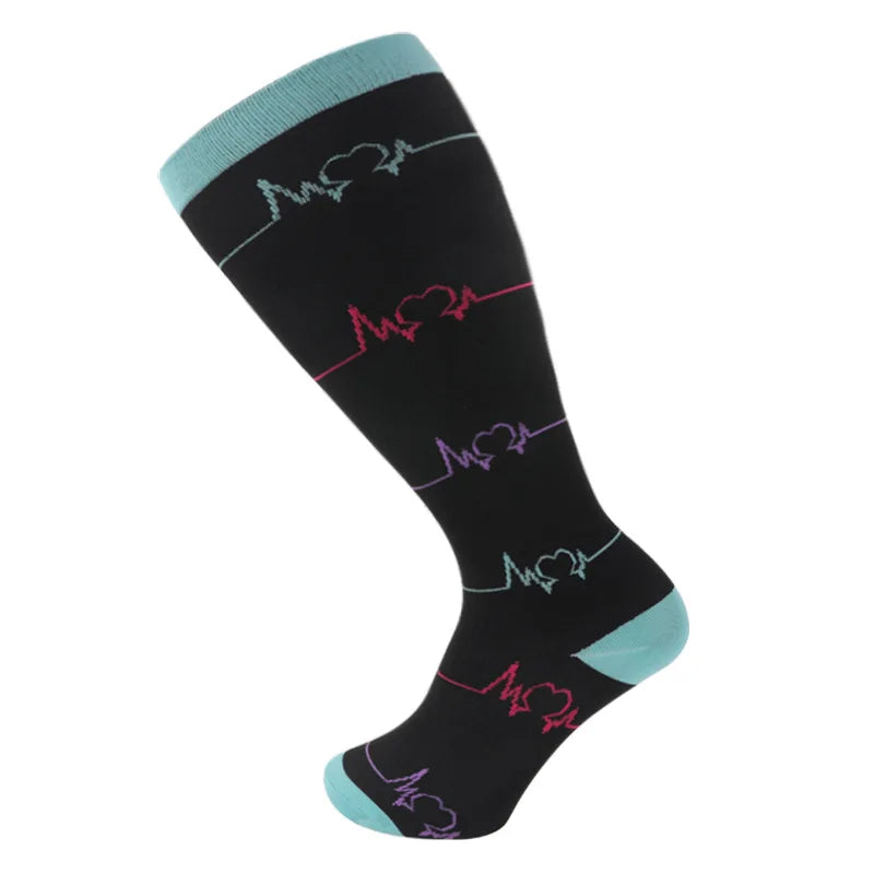 2XL-7XL Plus Size 20-30 mmHg Compression Socks for Women Men Wide Calf Extra Large Knee High Flight Sock for Circulation Support