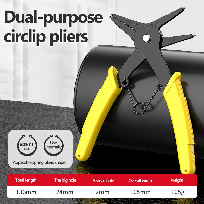 Internal And External Spring-loaded Pliers Dual-purpose Snap Rings 2-In-1 Mounting And Dismounting Tools Hardware
