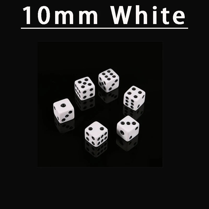 50PCS 8MM 10MM Square Point Dice Puzzle Game Send Children 6 Sided Dice DIY Game Accessory Small Size 8mm Black White Cube