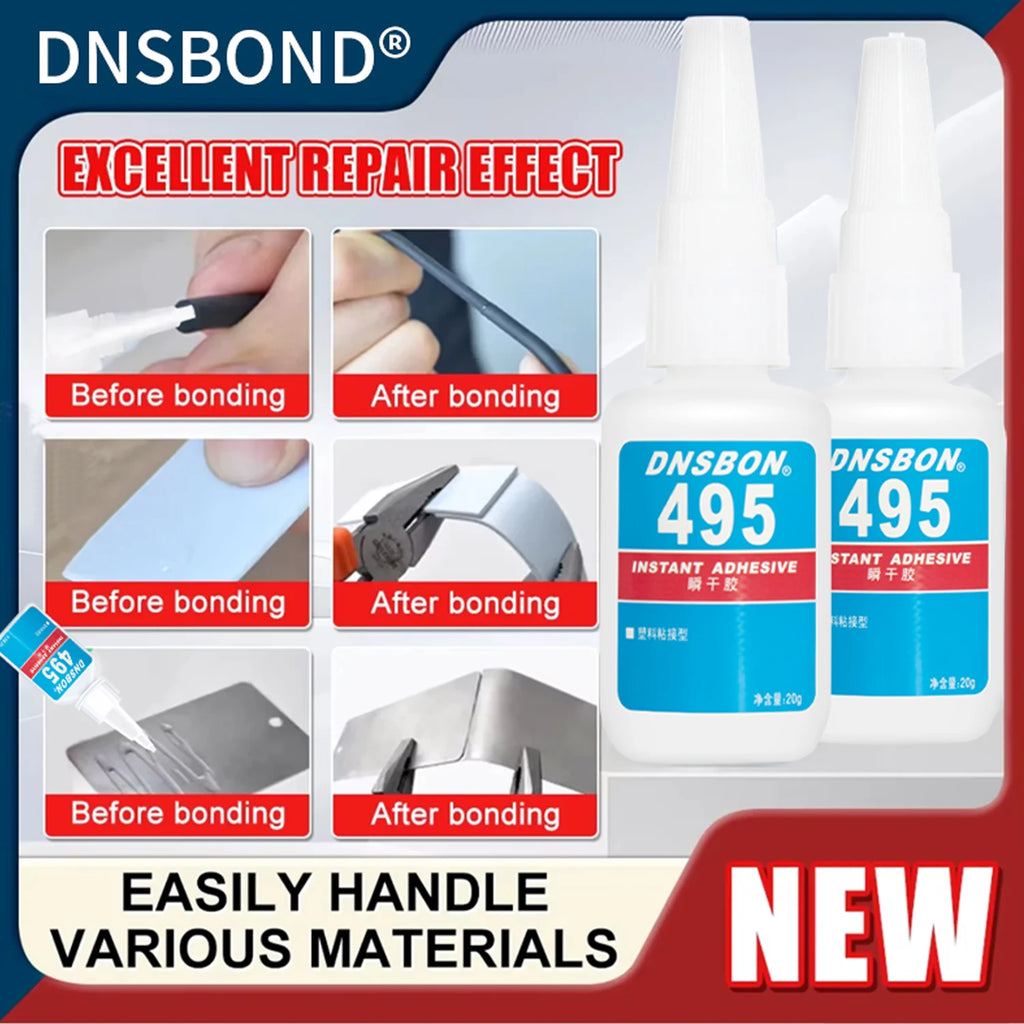 1/2/3pcs 495 Super Glue Plastic Professional Adhesive Transparent Cyanoacrylate Glue Fast Drying Odorless Long Lasting Bonding
