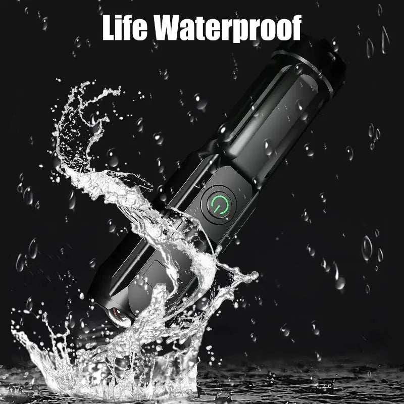 Multi Functional LED Flashlight USB Rechargeable Torch Portable Zoomable Camping Light 3 Lighting Modes Outdoor Light Flashlight