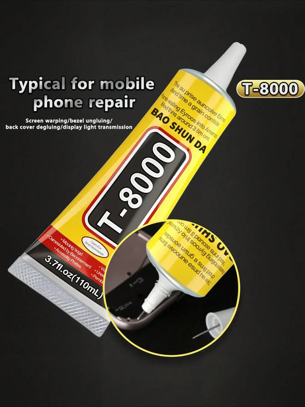 E8000 Phones Screen Glue, Semi Fluid Iransparent Adhesive Glue Precision Craft Repair for Phone Screen Replacements DIY Jewelry