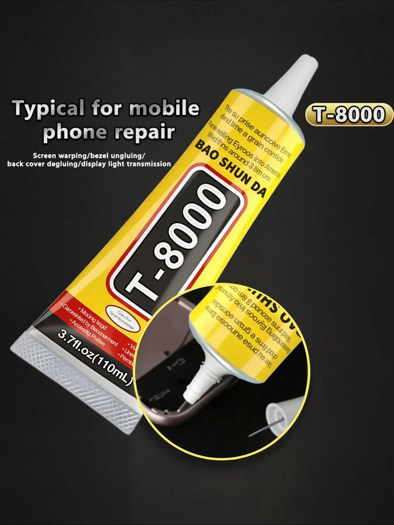 E8000 Phones Screen Glue, Semi Fluid Iransparent Adhesive Glue Precision Craft Repair for Phone Screen Replacements DIY Jewelry