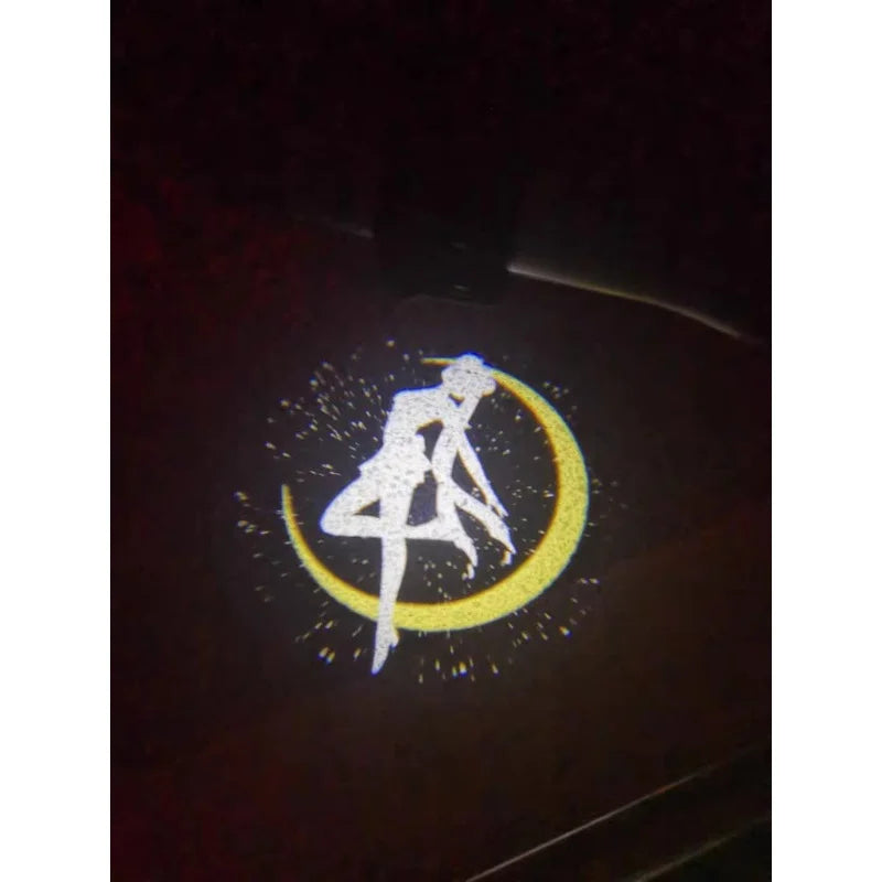 Sailor Moon Car Welcome Light High Definition Projector Hd Ambient Light Induction Open The Door Safety Signal Lamp Decoration