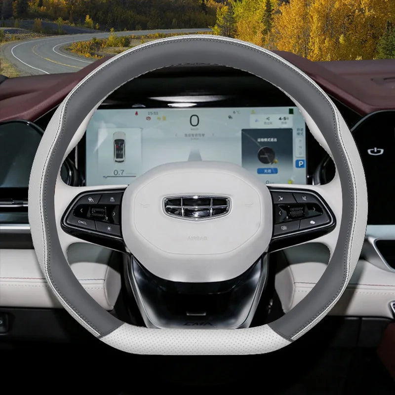 Car Nappa Leather Non-slip Steering Wheel Cover For Geely Emgrand GL GS EV450 Xingyue L S Boyue L Cool Yinhe L7 Xingyao 8 Binrui