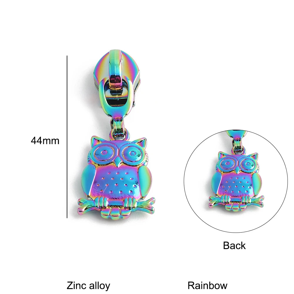 10/40/100PCS Owl/Dragonfly/Bee/Butterfly Shape 5# Nylon Zipper Sliders For Decorative Zipper Tab Bags Pocket Sewing Accessories