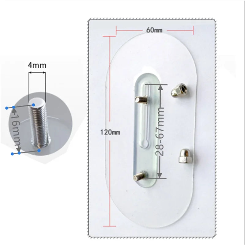 2Pcs Strong Adhesive Seamless Sticky Wall Hook Nail Mounting Rack Double Pegs Adjustable Screw Stickers Wall Picture Hook Kits
