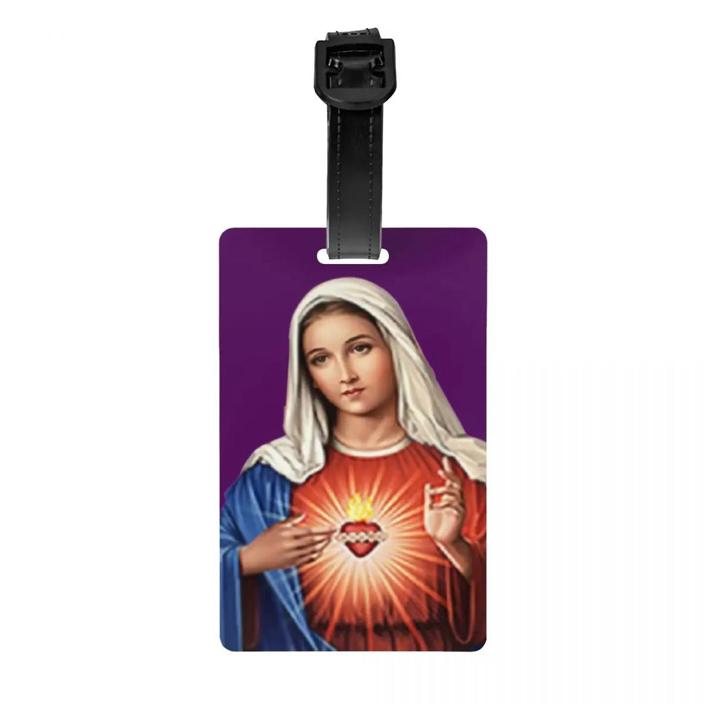 Custom Virgin Mary Luggage Tag Privacy Protection Catholic Christian Baggage Tags Travel Bag Labels Suitcase