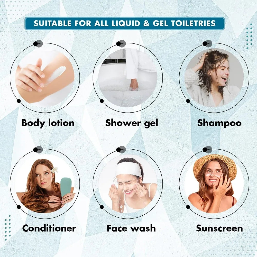 38/60/100ml Portable Refillable Travel Essential Silicone Toiletries Bottle for Shampoo Moisturizer Shower Gel Lotion Face Wash