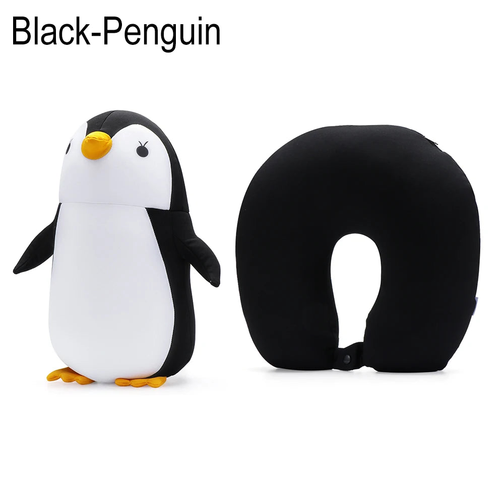 Cute Bedding Changable Cartoon Multifunctional U Shaped Travel Pillow Penguin Whale Protection Neck Fluffy Pillows