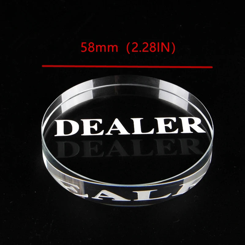 1 Clear Crystal DEALER Size 58*10mm/2.28*0.39in Dealer Texas Game Accessories Board Game Entertainment