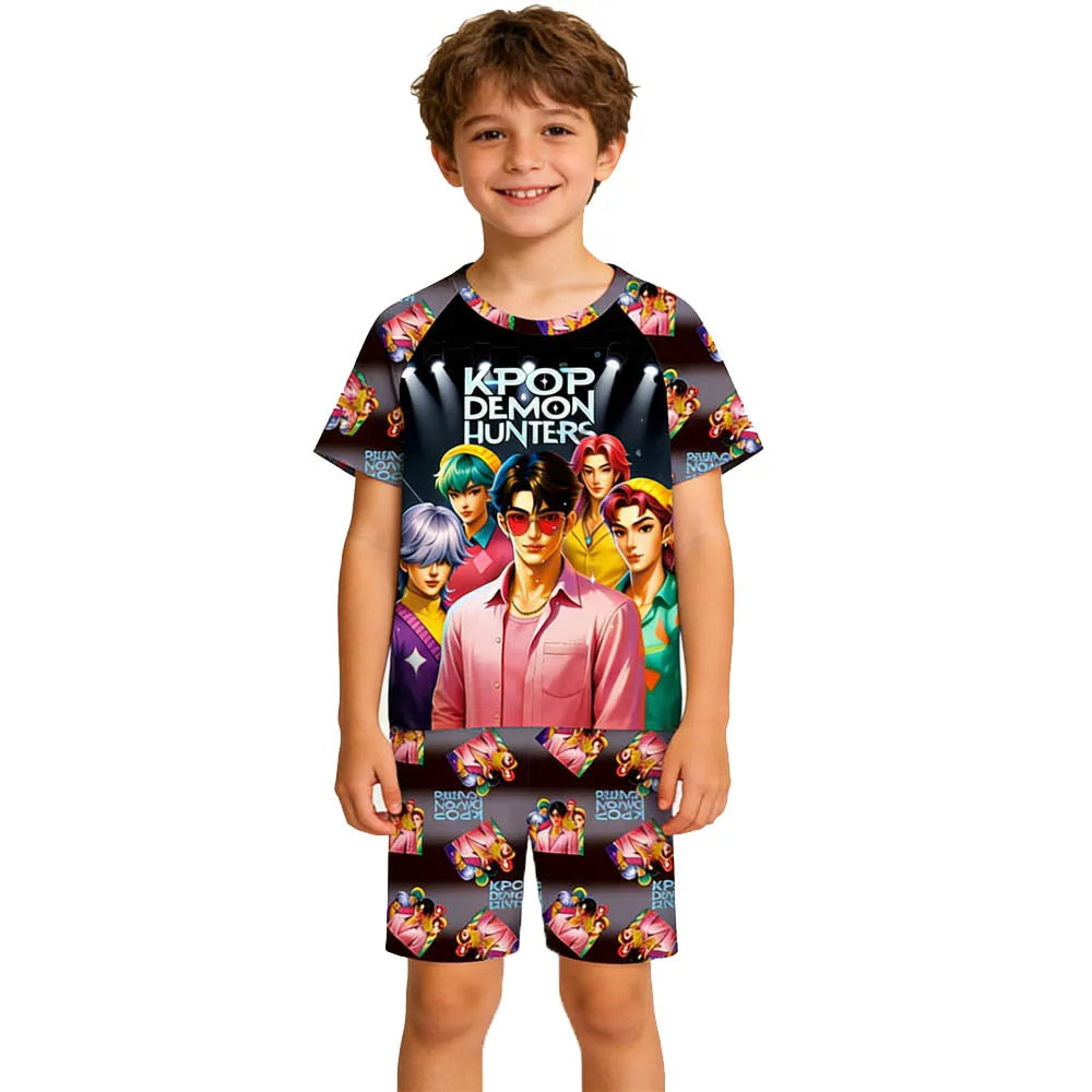 Children's Pajama Set, Short Sleeve, Girls' Clothing, 2-Piece Set, Children's Pajamas, Cute Boys' Pajamas, Ages 3-12