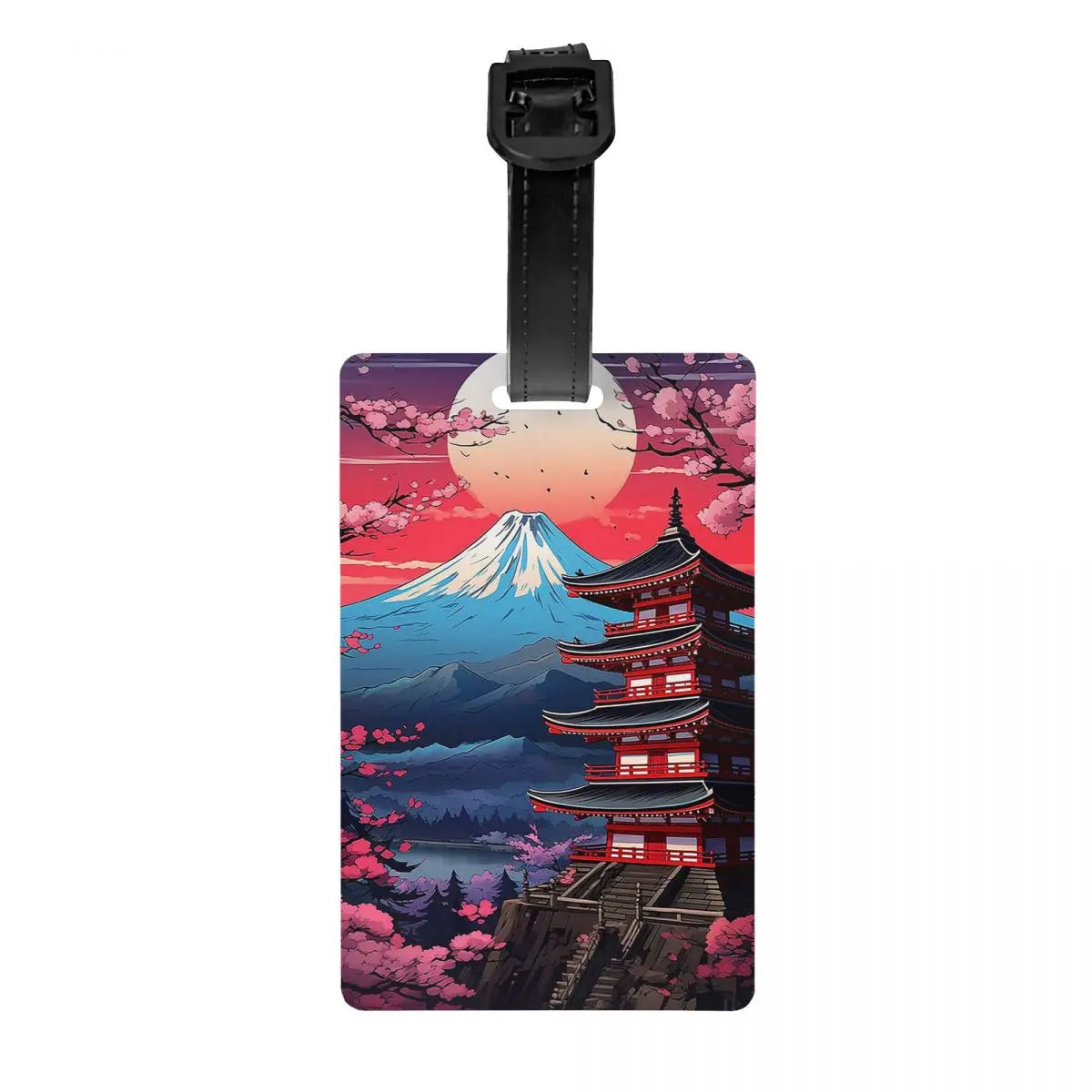 Japan Sakura Cherry Blossoms With A Red Rising Sun Luggage Tags Suitcase Travel Baggage Boarding Tag Label Holder ID Name