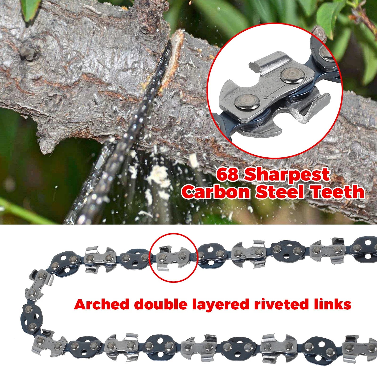1Set 53 Inch Hand Rope Chain Saw Sharp Manual Tree Limb Chain Saw with 68 Teeth Folding Pocket Rope Chainsaw Tree Cutting Tools