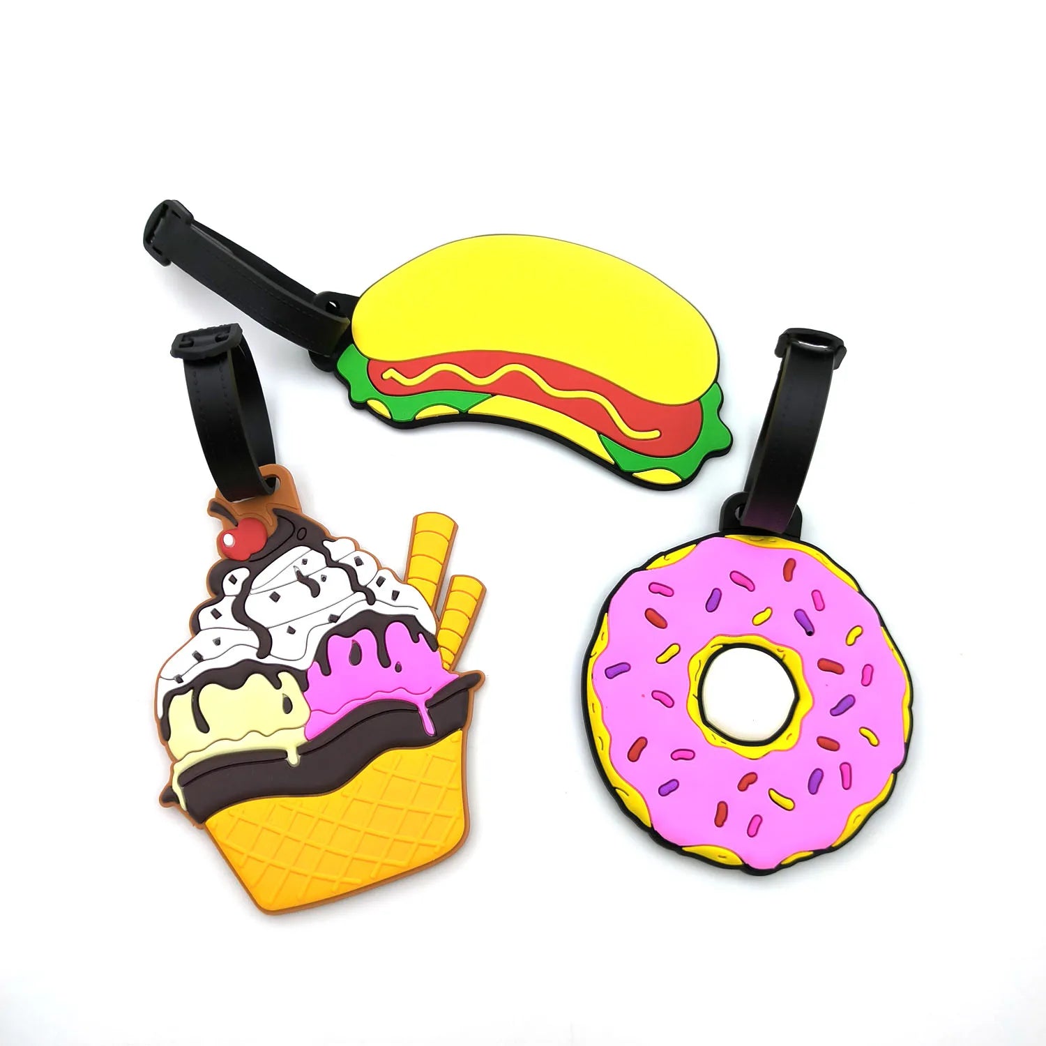 1pc/3pcs Creative Food Doughnut Luggage Tag Bag Hanging Tag Anti Loss ID Card Necessary for Travel