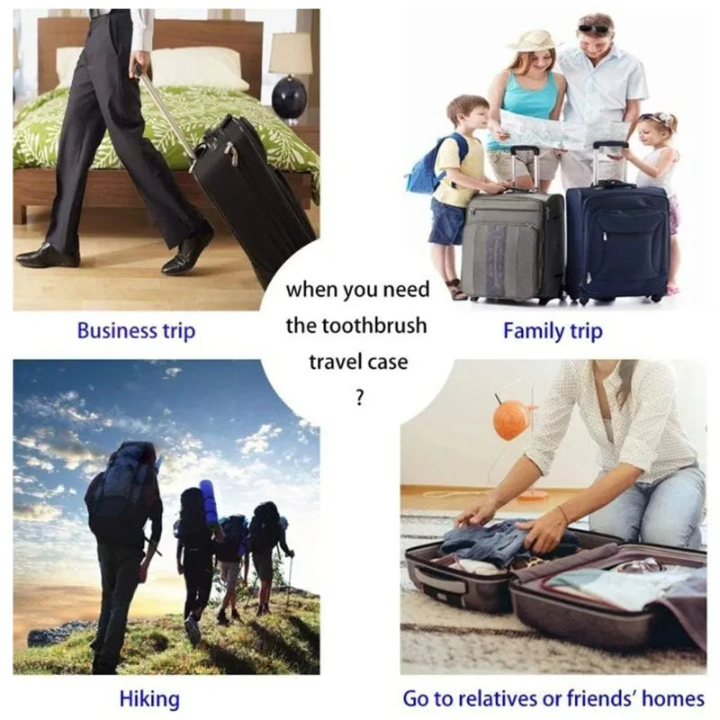 Portable Electric Toothbrush Travel Case, Compatible with Oral-B & Philips Sonicare, Fits 1 Handle and 2 Replacement Brush Heads