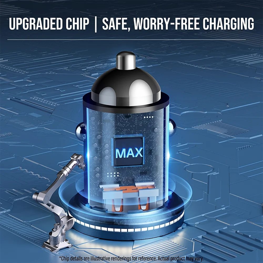 Stealth USB C Car Charger Dual Port PD QC 3.0 Fast Charging Adapter Flush Mount Metal Car Charger Plug For iPhone 17 16 Pro Max