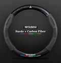 For Mitsubishi Outlander Pajero Asx Colt Lancer EX Evolution X L200 Triton RALLIART Car Suede Carbon fiber Steering Wheel Cover
