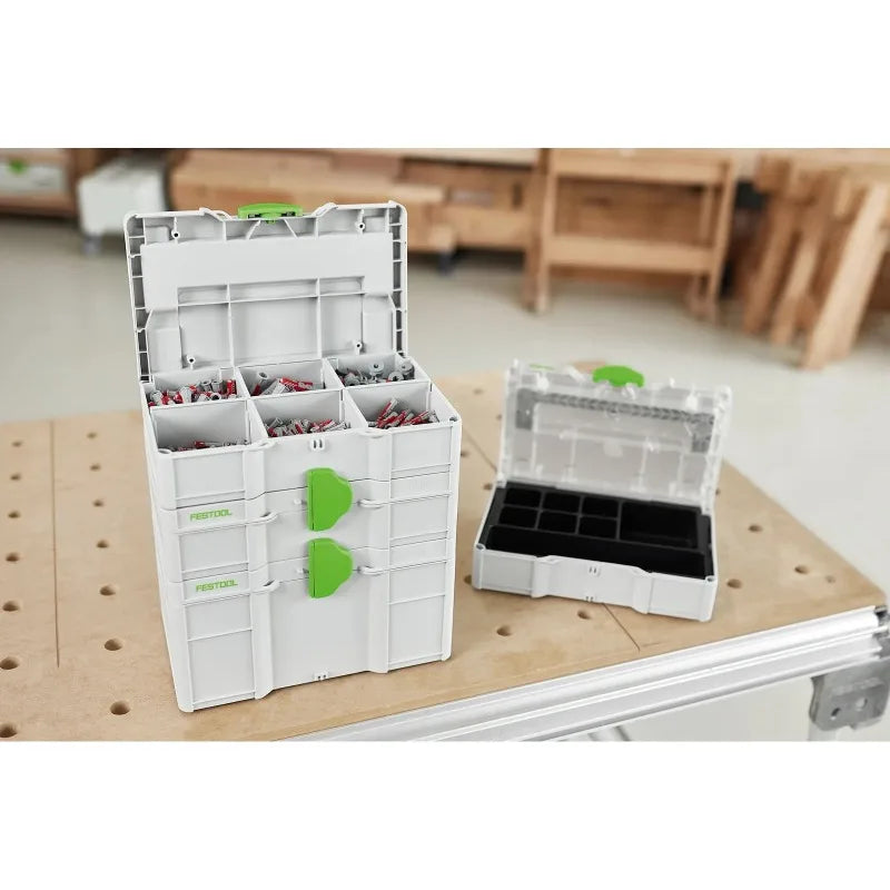 FESTOOL 577818 Systainer³ SYS3 S 147 Mini T-LOC Stackable Tool Storage Case, Portable and Categorized Storage Box