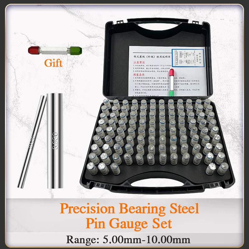 Range 5-6-7-8-9-10mm,101pcs,Step 0.01/0.05mm,Precision Steel Pin Gauge Set,Customized Pin Gage for Carpentry and Inspection