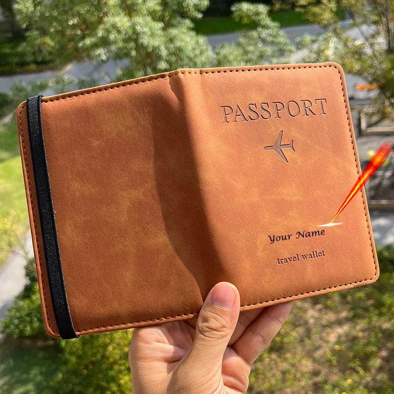 Designer Personalised Passport Cover Travel Document holders for Travel Business Elastic Band customised passport holder
