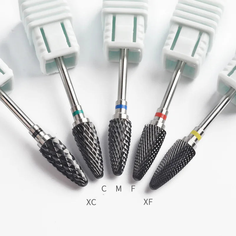 Black Ceramic Nail Drill Bits 3/32'' Safe & Professional Nail Cleaning Polishing Head For Callus & Dead Skin Removal Nails Tools