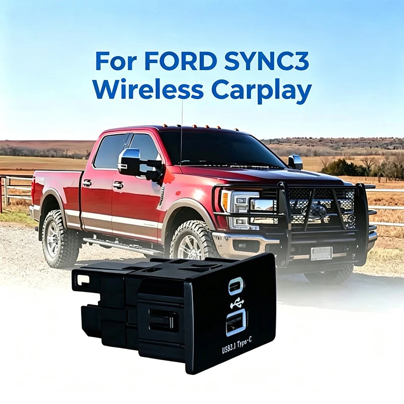 Wireless Carplay USB Type-c HUB for Ford Lincoln SYNC3 Multimedia Interface Module 30W Fast Charging HC3Z-19A387 ML3T-14F014
