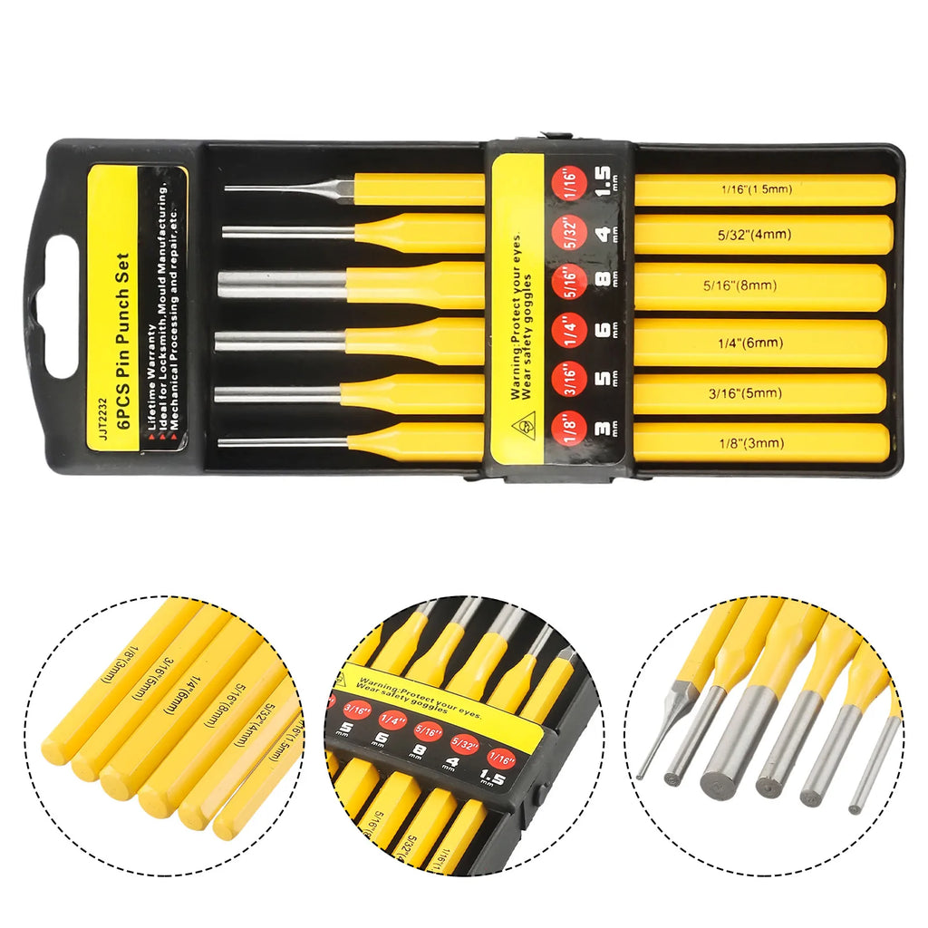 Drill Chisel Drive Punch Set Carpenters Removing Replacement 6pcs Accessories Centering Cylinder Hand Tools Parts