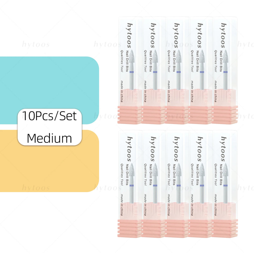 HYTOOS Cone Chrome Diamond Nail Drill Bits Pro Russian Cuticle Clean Bit for Nail Drill Dead Skin Cuticle Cleaner Nail Prep Tool