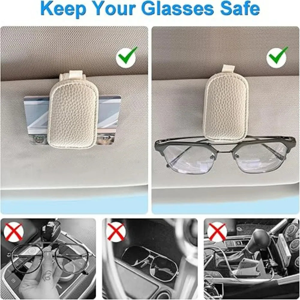 Car Glasses Holder Sun Visor Torage Clip Leather Card Ticket Fastener Multi Functional Magnetism Cars Interior Storage Bracket