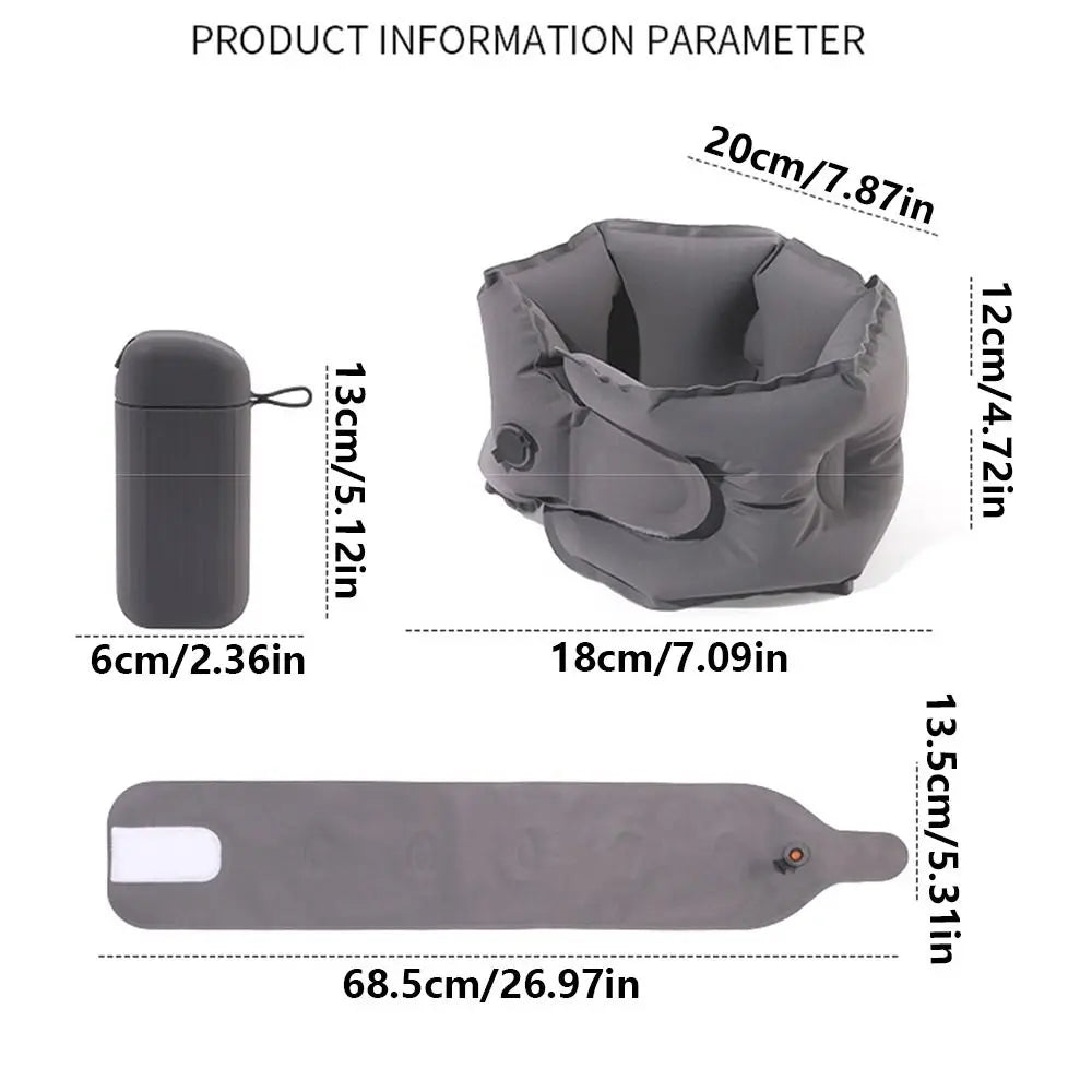 Manual Inflation Inflatable Neck Pillow Ultralight Breathable Napping Neck Headrest Adjustable with Air Pump