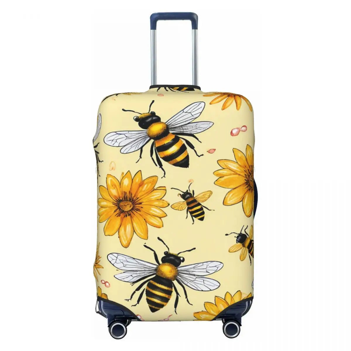 Honeycomb With Bees Suitcase Cover Elastic Cute Honey Bumblebee Luggage Protective Covers for 18-32 inch