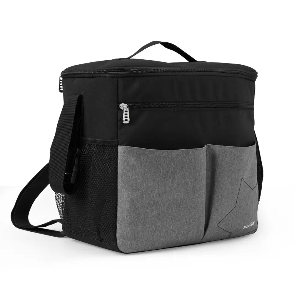 Insular Large Capacity Diaper Bag, Solid Polyester Mommy Bag, Outdoor Travel Nursing Bag with Insulation Design for Stroller