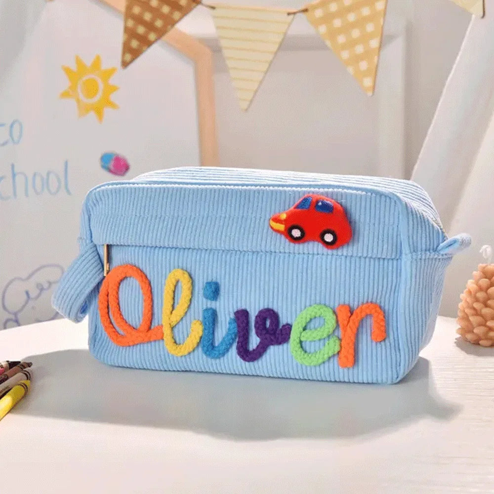 1pc Custom Corduroy Makeup Bag: Personalized yarn name bag, stylish and simple mini portable storage bag with large capacity
