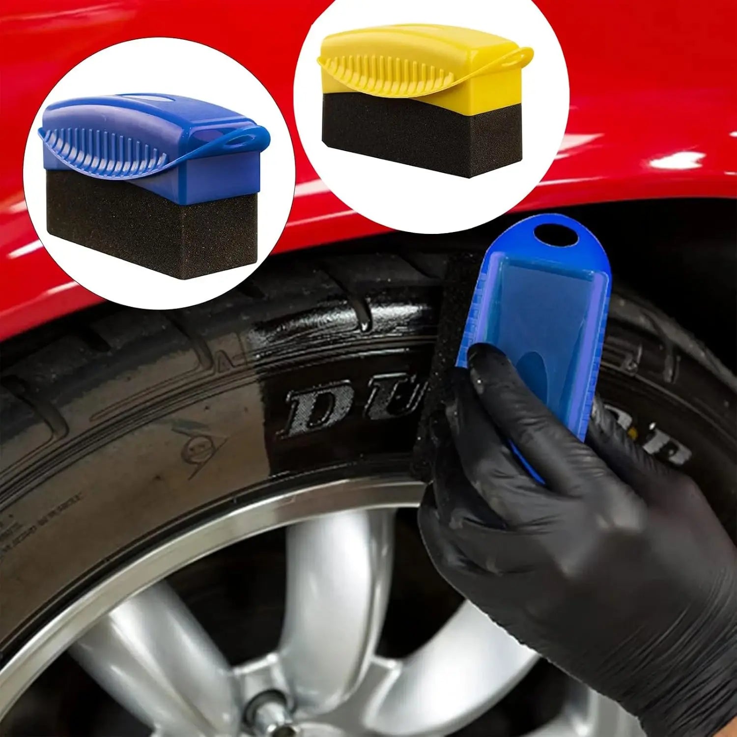Car Wheel Polishing Waxing Sponge Brush ABS Car Tire Washing Cleaning Brushes Contour Detailing Dressing Applicator Pad