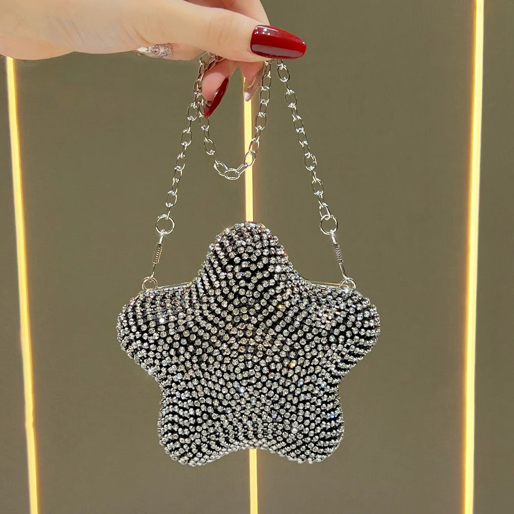 New five-pointed star handbag exquisite diamond-encrusted versatile handbag lipstick bag women's chain bag