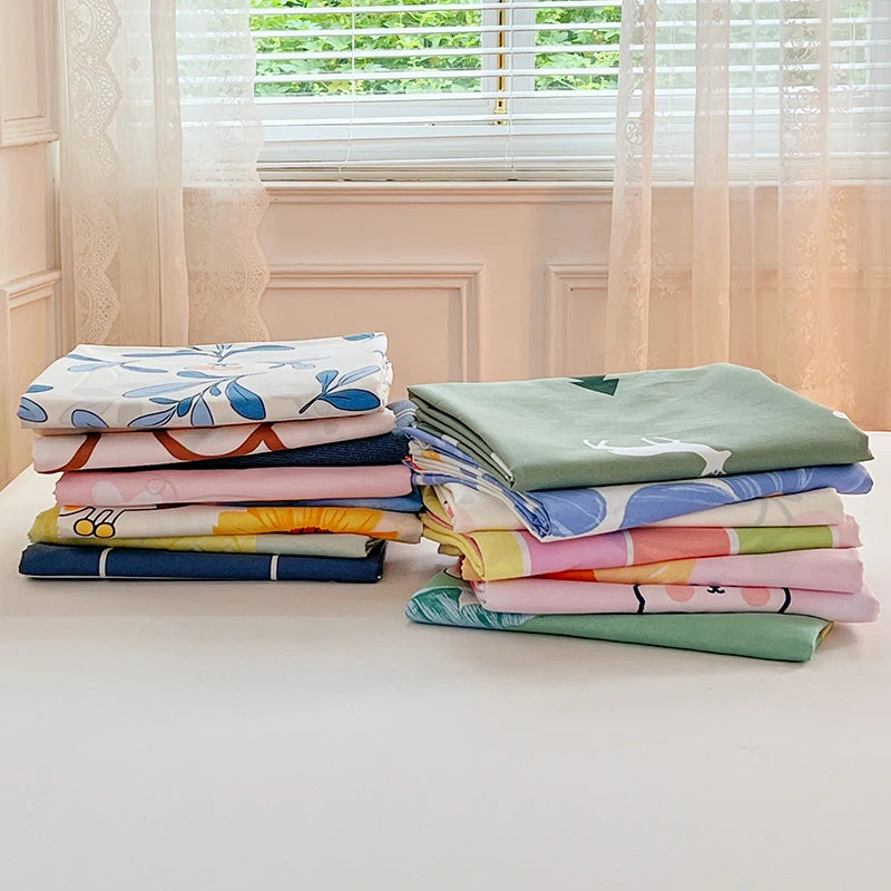 1PC or 3PCS Bed Flat Sheet Pillowcases Bed Cartoon Printed Top Sheets Single/Queen/King Flat Bedsheets Home Bed Linen Sheets