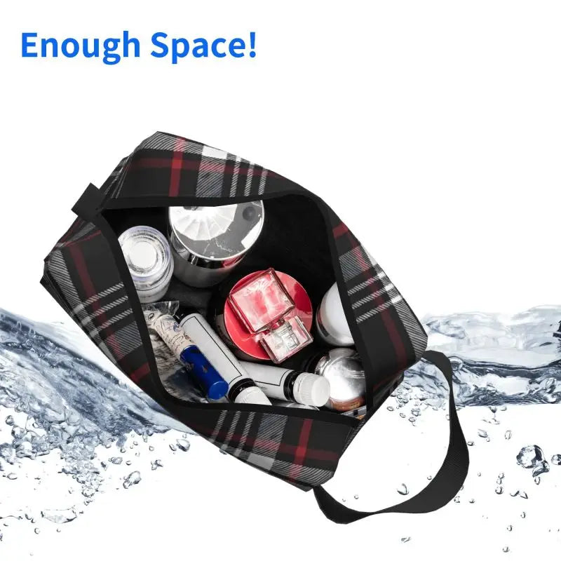 GTI Tartan Print Travel Storage Bags Unisex Portable Toiletry Bag Large Waterproof Makeup Cosmetic Bag Pouch for Women Men Gift