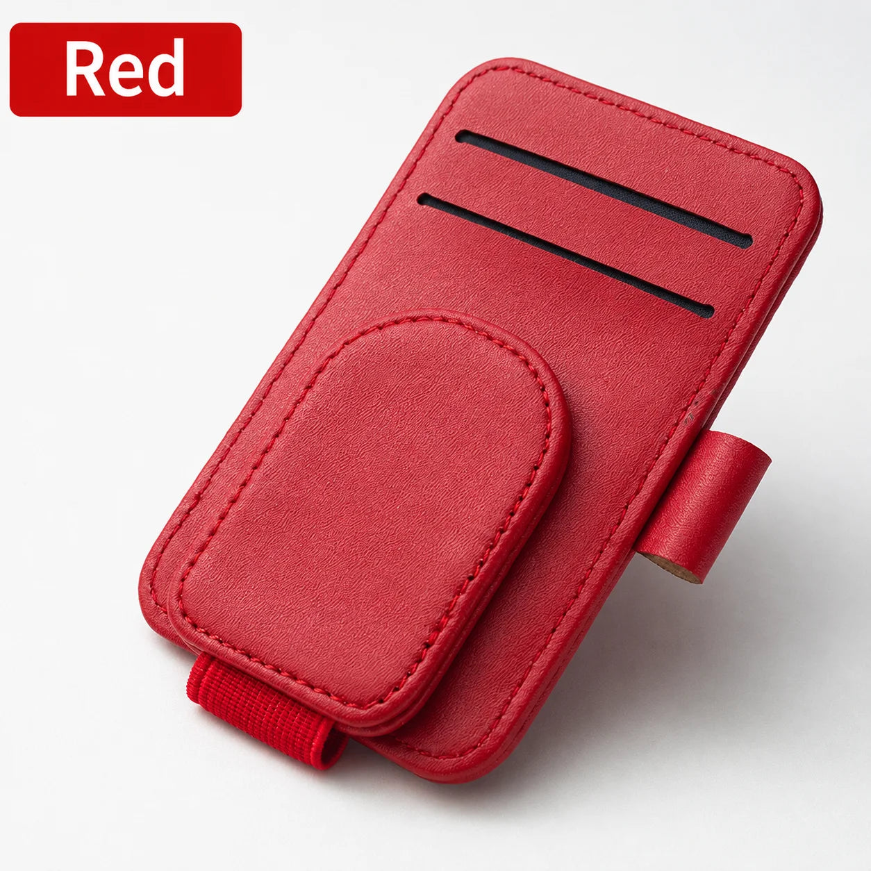 Car Sun Visor Sunglasses Holder Magnetic PU Leather Eyeglass Clip Universal Auto Card Storage Glasses Organizer for Vehicle
