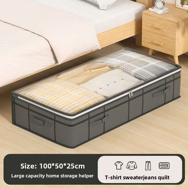 1PC Large Underbed Storage Bag - Foldable Clothes Quilt Organizer for Bedroom Dormitory, Space Saving Doggy Bag