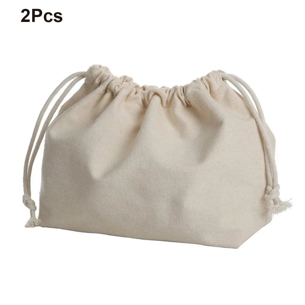 1PC Beige Double Drawstring Storage Bag - A Casual Accessory and Cosmetics Home Sundries Organizer Bag with Secure Closure