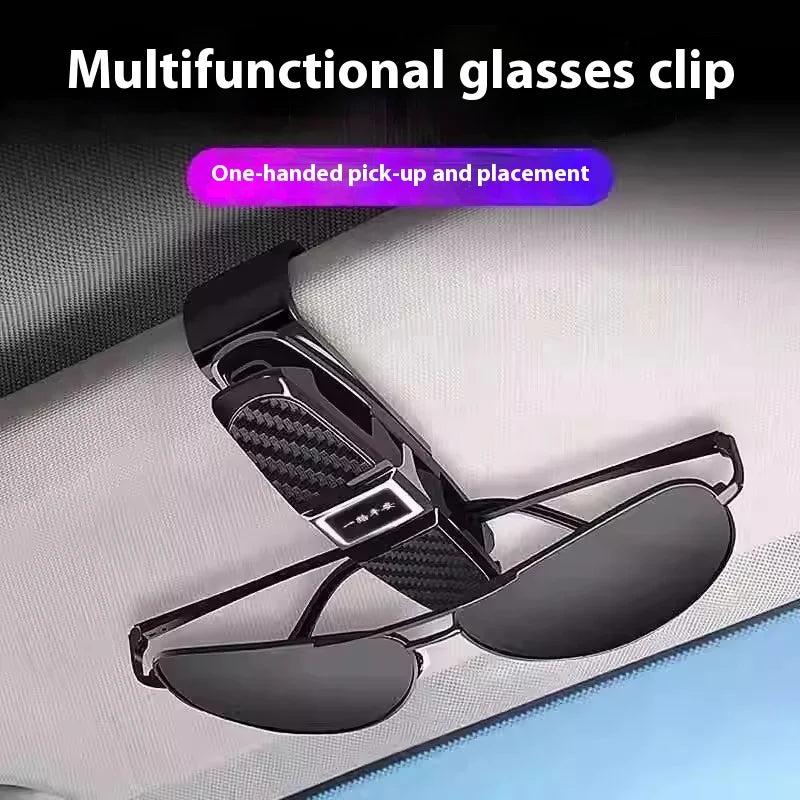 Car Sunglasses Frame Carbon Fiber Bills Glasses Clip Multi Function In Car Creative Eye Box Card Double Headed Clip On Board