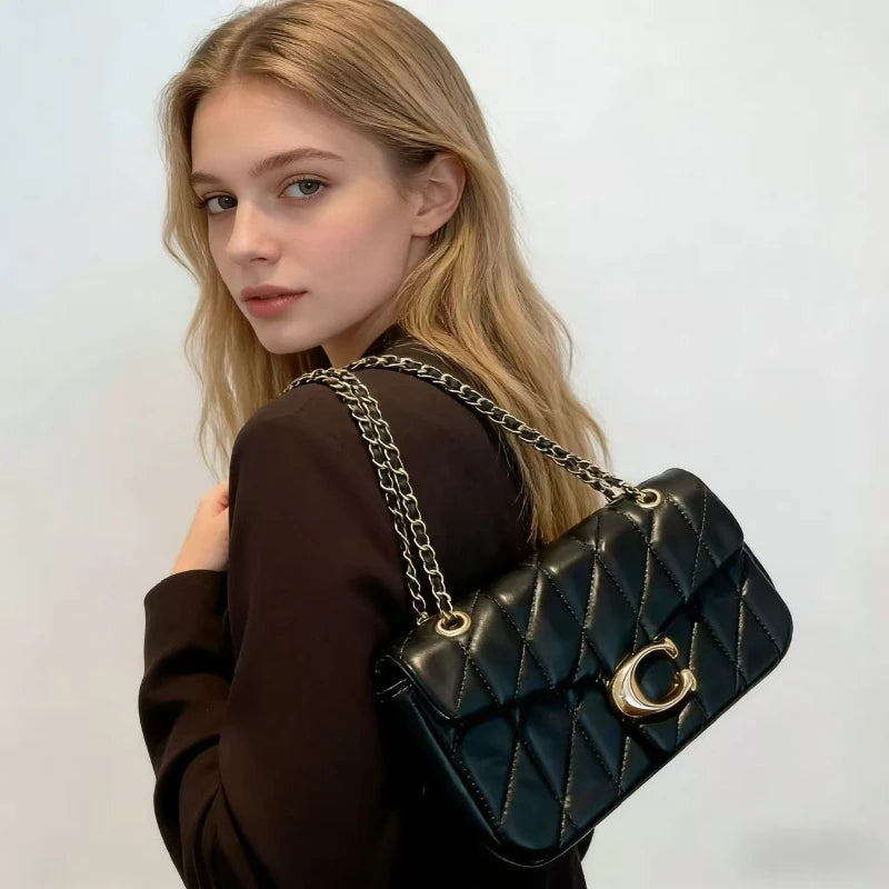 2026Small Fragrant Wind Bag Handbag Rhombic Chain Bag 2026 New One-shoulder Messenger Bag Joker High Sense Small Square Bag Tide